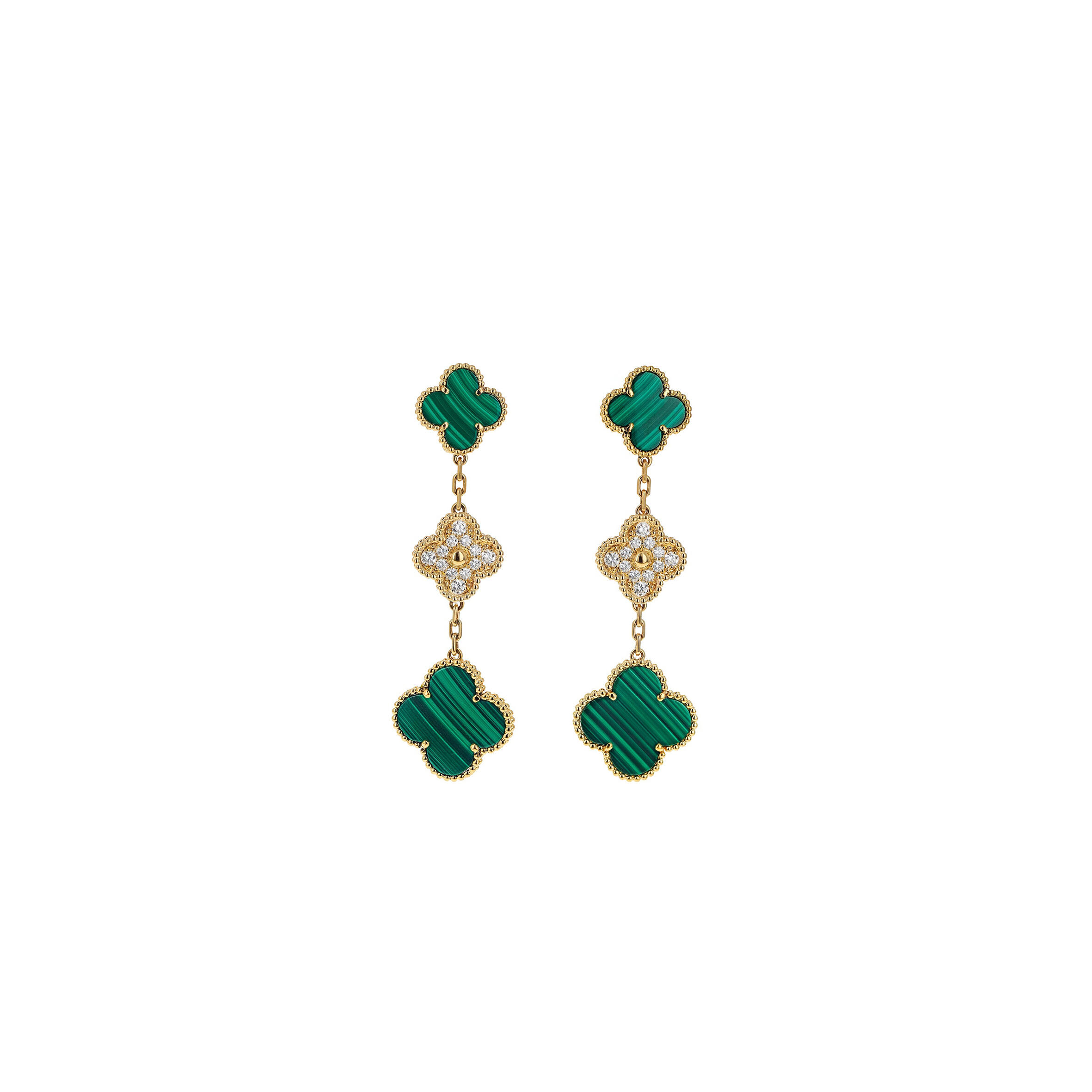 v*n cl**f arpels magic alhambra D1am0nd malachite earrings